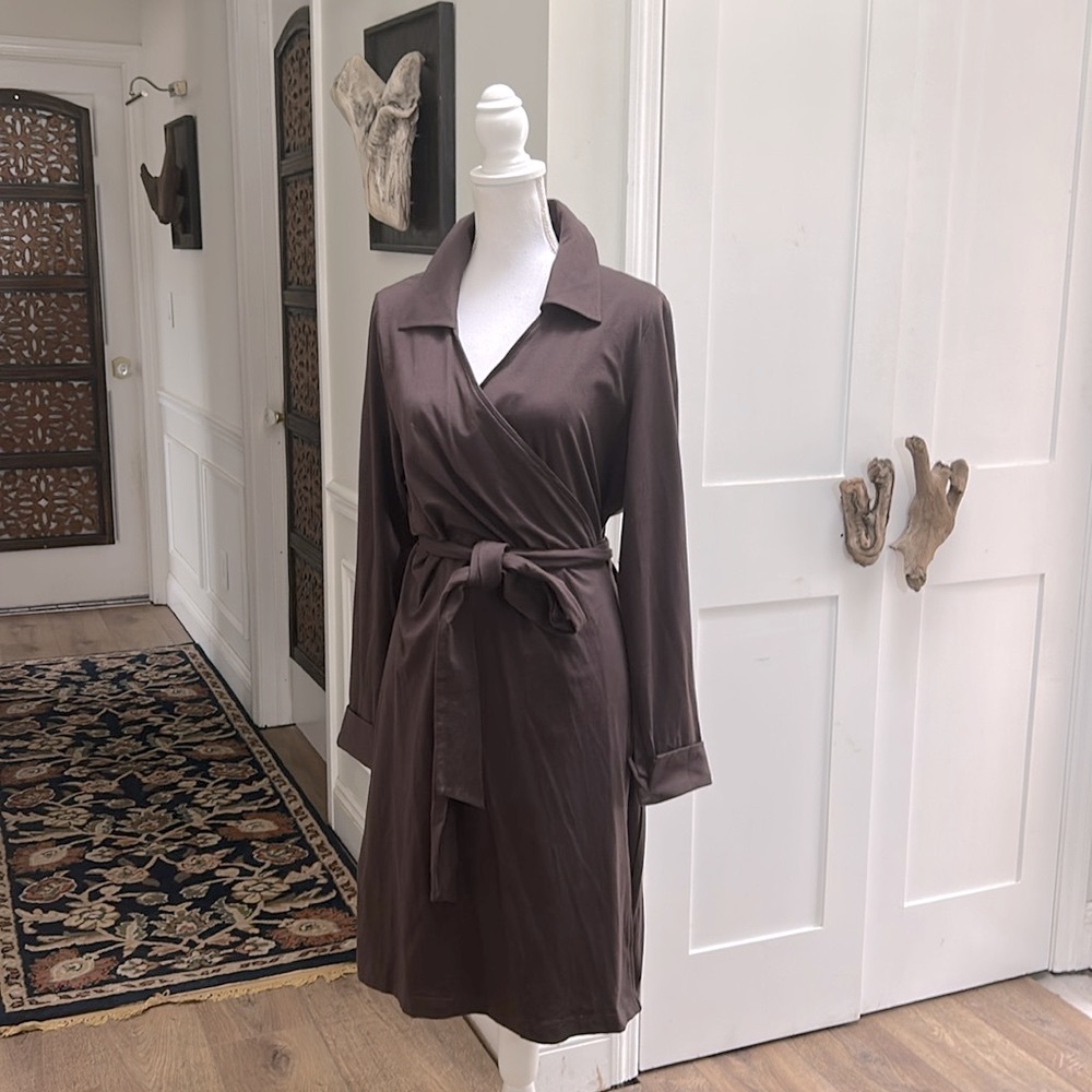 Lands' End Brown Midi Wrap Dress